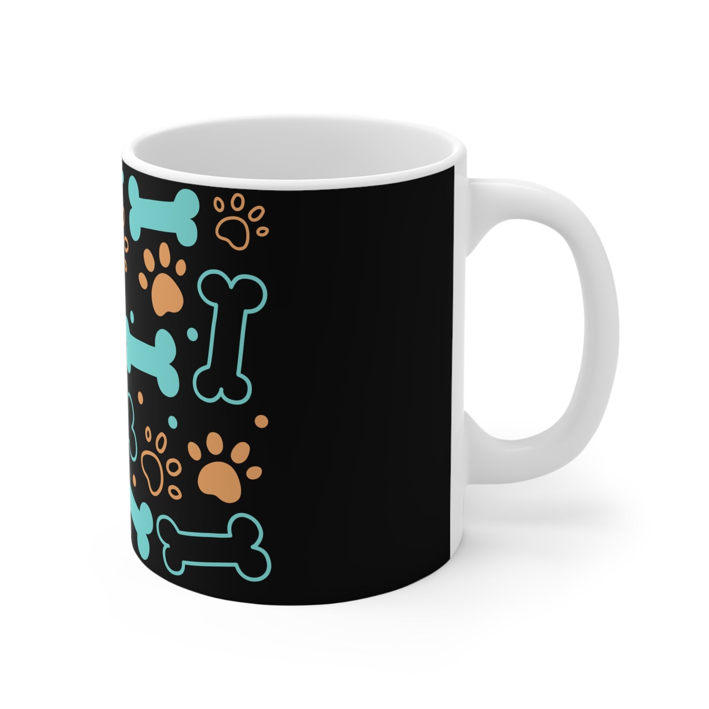 Pet Lover's 11oz Mug with Bones and Paws Design - Perfect for Dog Owners
